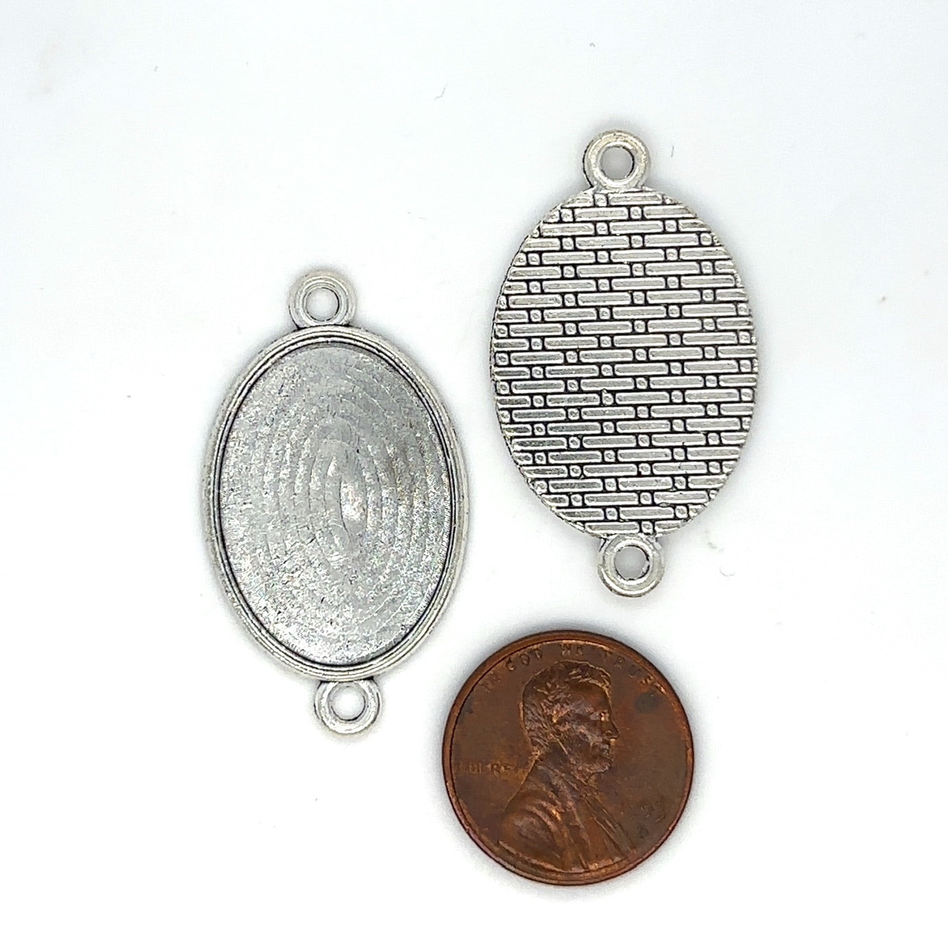 12 18x25mm Plain Oval Connector Setting - Perfect Pendants Plus