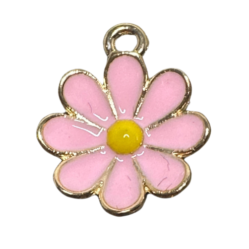 Enamel Daisy Flower Charm – 1/2 inch Gold-Plated Stainless Steel