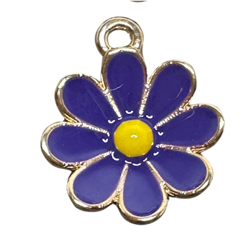 Enamel Daisy Flower Charm – 1/2 inch Gold-Plated Stainless Steel