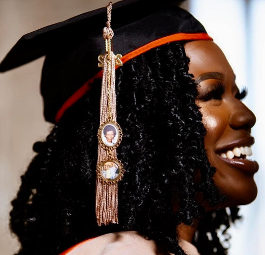 Personalized Graduation Tassel with Memorial Photo Charm Lace - Perfect Pendants Plus