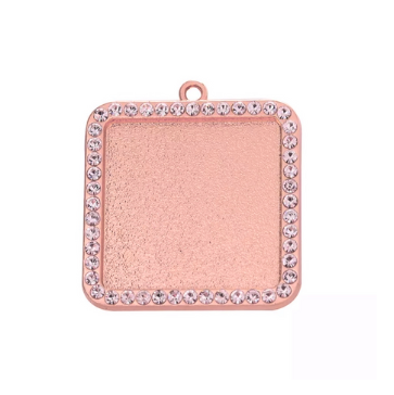 25mm Rhinestone Square Photo Charm Pendant Tray DIY Jewelry Settings