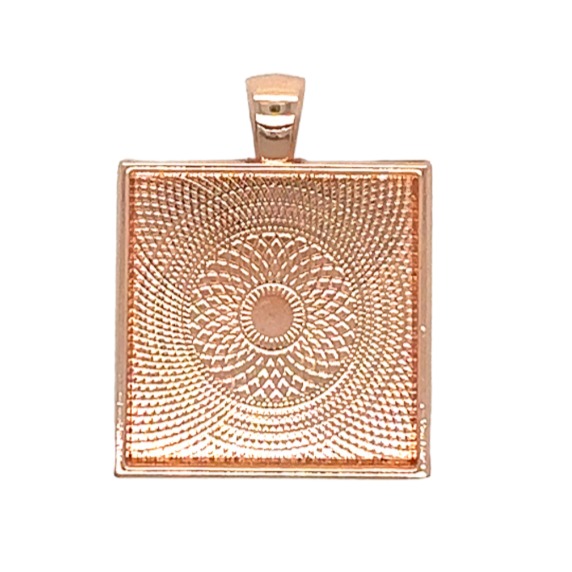 rose gold 20mm Square Pendant Trays for DIY Jewelry Settings