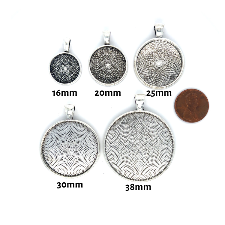 38mm LARGE Round Blank Pendant Trays