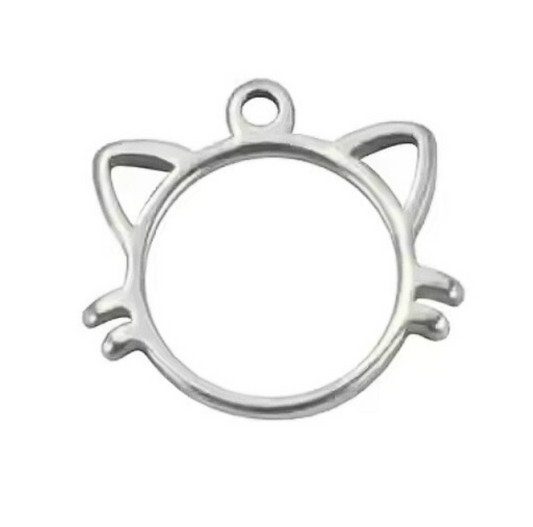 Silver Cat Shaped Charm Stainless Steel - Perfect Pendants Plus
