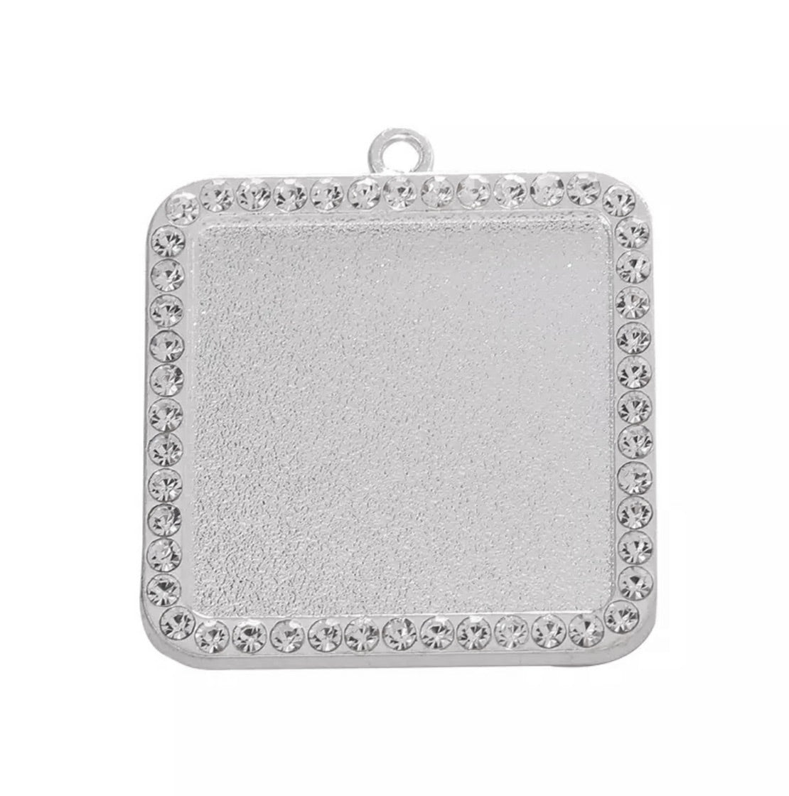 25mm Rhinestone Square Photo Charm Pendant Tray DIY Jewelry Settings