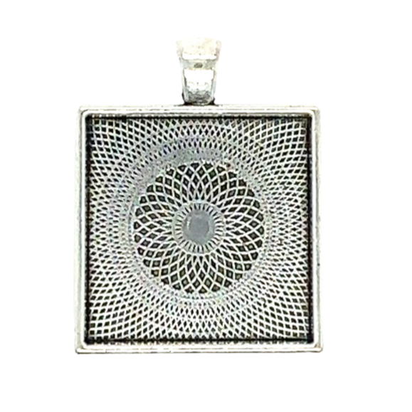 silver 20mm Square Pendant Trays for DIY Jewelry Settings