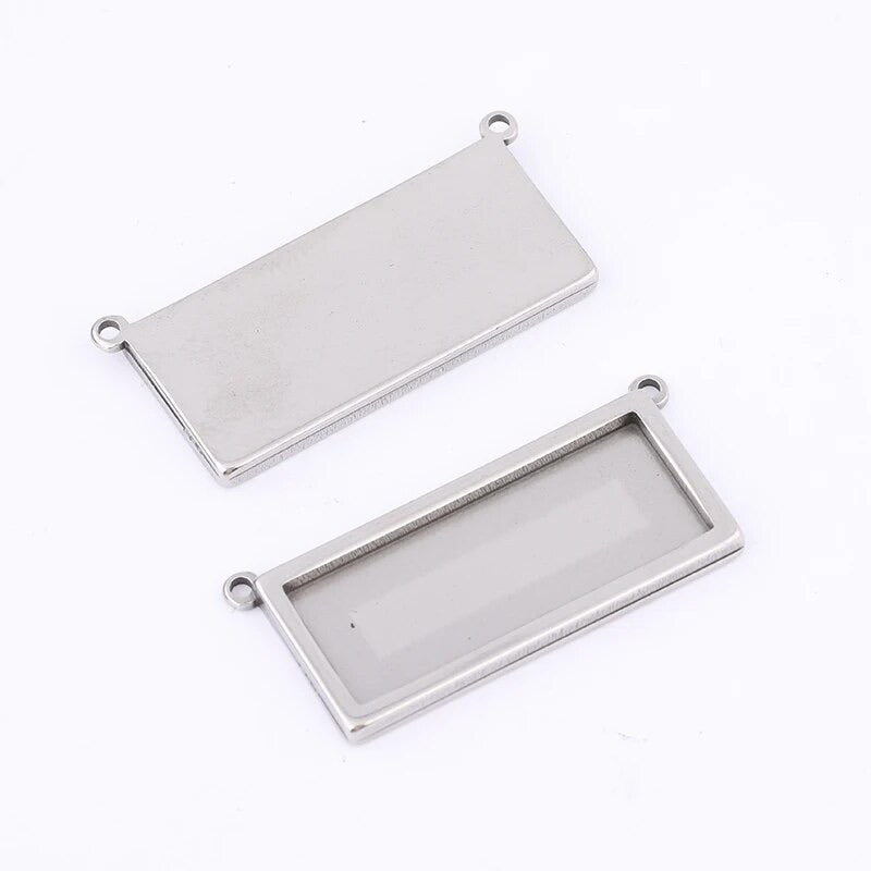 10x25mm Stainless Steel Rectangle Horizontal Necklace Connector