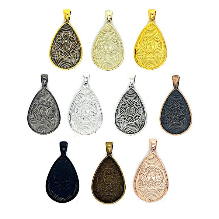 20x30mm Teardrop Shaped Necklace Pendant Setting