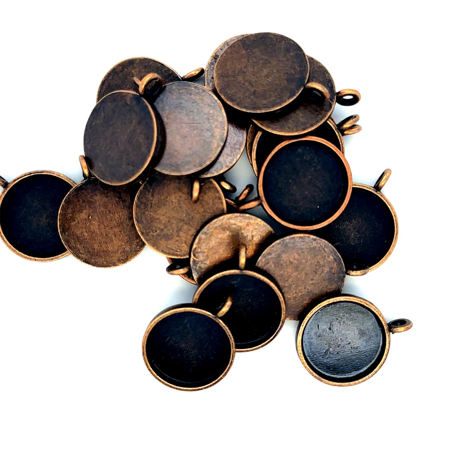 25 small round copper bezel setting 16mm - Perfect Pendants Plus