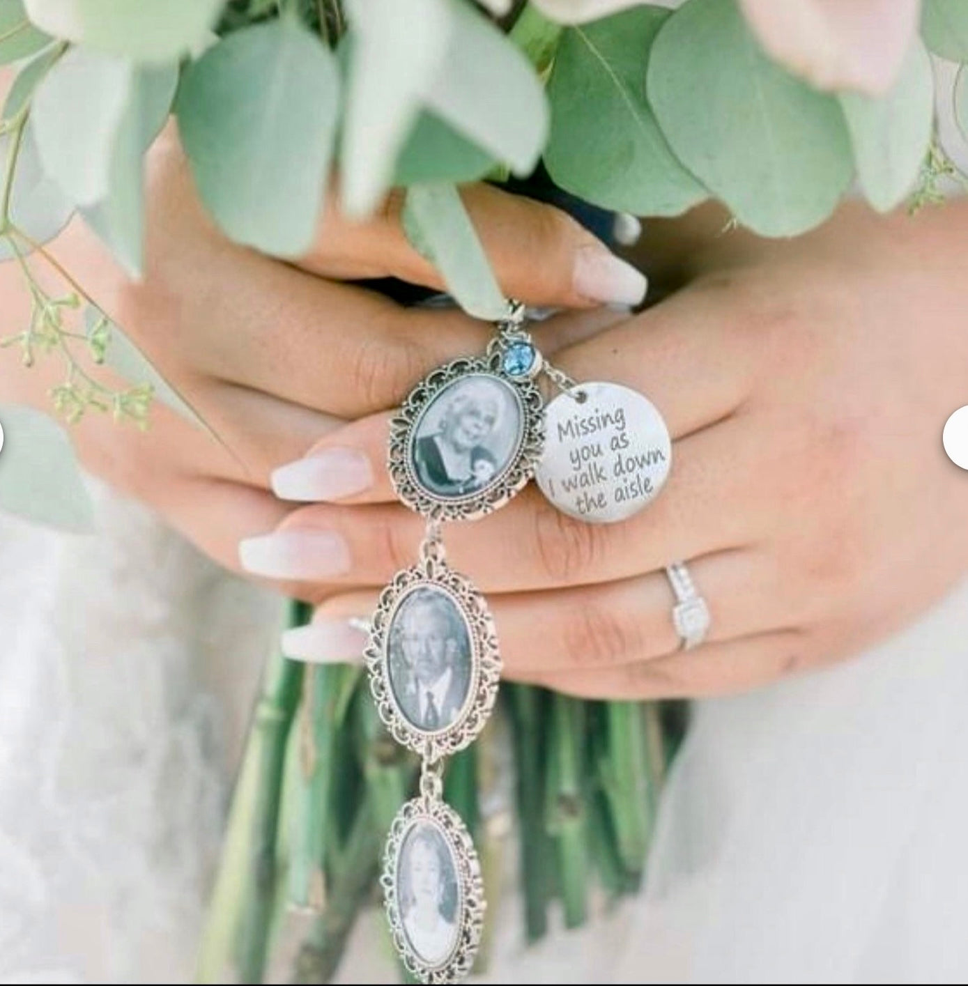 Brides Bouquet keepsake ( up to 4 photos) - Perfect Pendants Plus