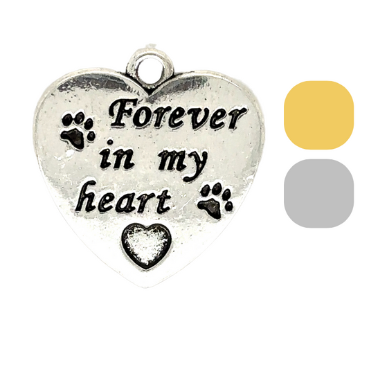 Death of Pet Charm "Forever in my Heart" Paws Memorial Charm - Perfect Pendants Plus