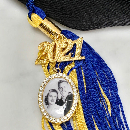 Graduation Cap Charm with Memorial Photo to Wear on Cap - Perfect Pendants Plus