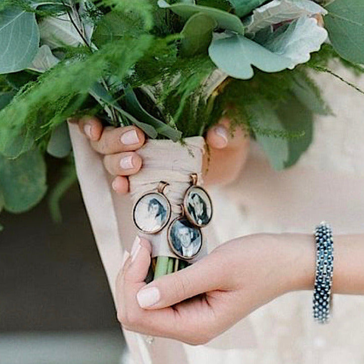 DIY kit round photo memory charms for wedding bouquet