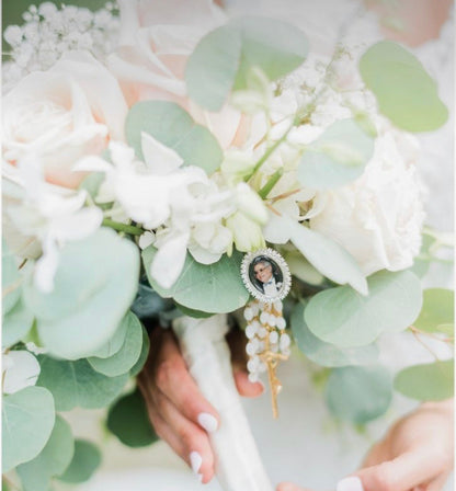 DIY Kit 18x25mm Rhinestone Oval Memorial Photo Charm for Wedding Bouquet