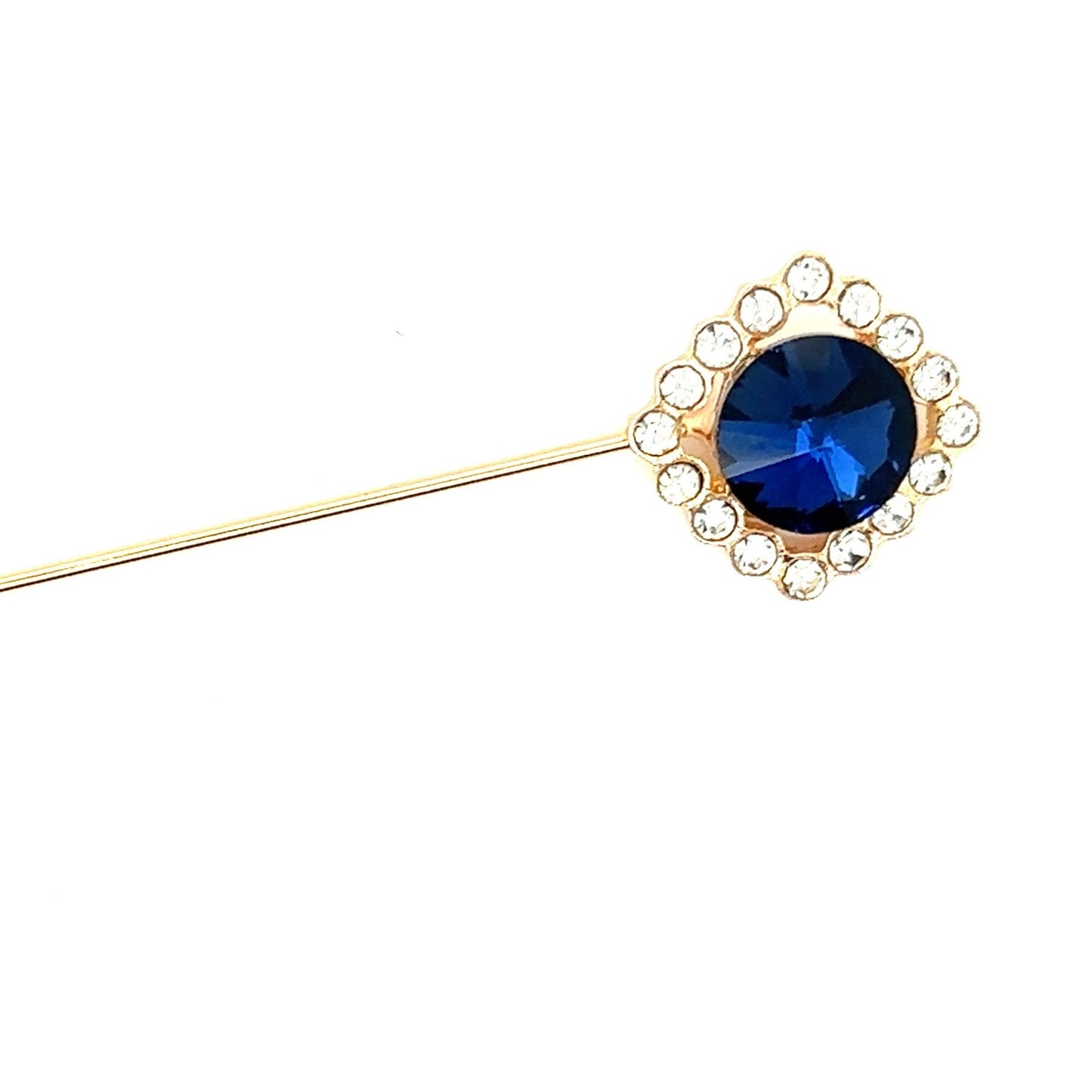 Something Blue Rhinestone Pin Gold Lapel Pin