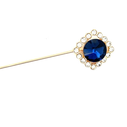 Something Blue Rhinestone Pin Gold Lapel Pin