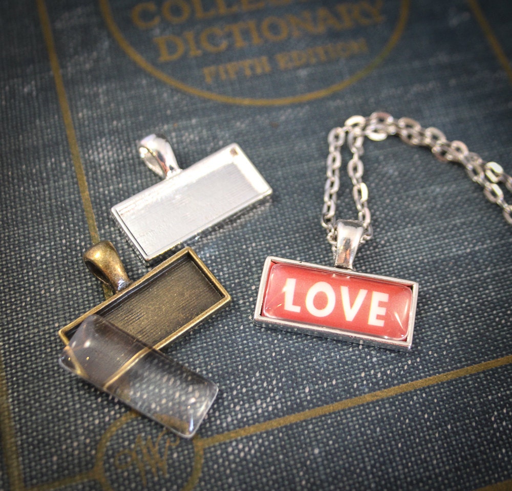 10x25mm Horizontal Rectangle Bezels for Photos, Pendant Trays - Perfect Pendants Plus