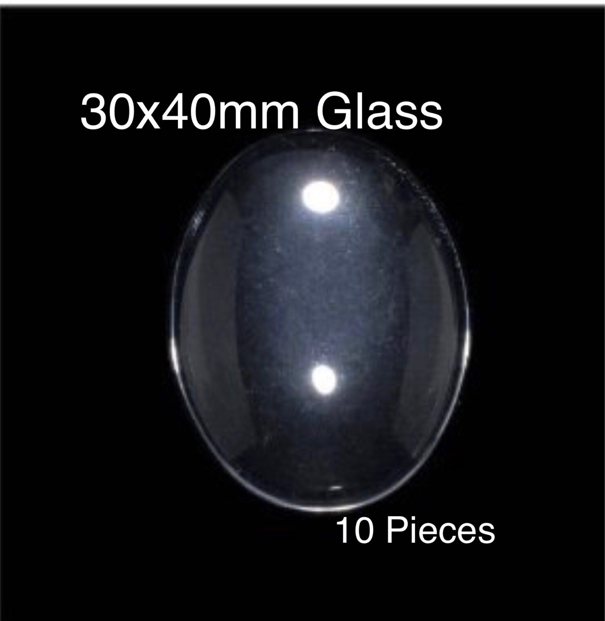 Oval Glass Clear domed cabochon 30 mm x 40 mm