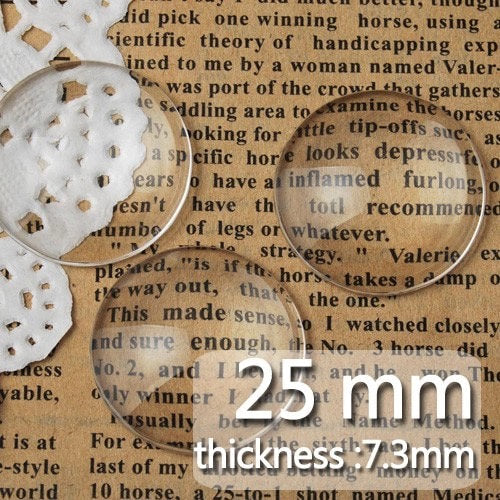 25mm Round Glass Clear Domed Cabochons 1 inch