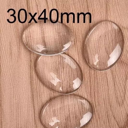 Oval Glass Clear domed cabochon 30 mm x 40 mm