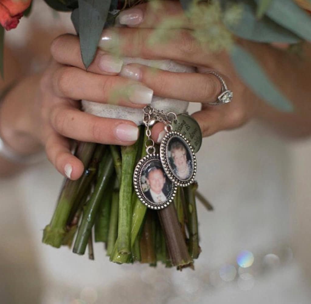 Something Blue Memorial Wedding Bouquet Charms - Perfect Pendants Plus