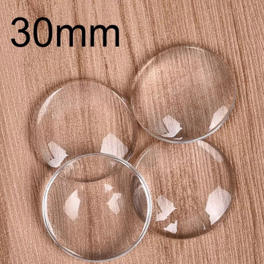 30mm Round Clear Glass Cabochons (1.18 inches)