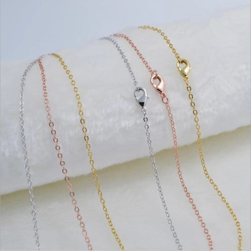 6 1.5 mm Silver Chain necklace 18 inches petite silver plated Gold Rose Gold Plated chain - Lead and Nickel free