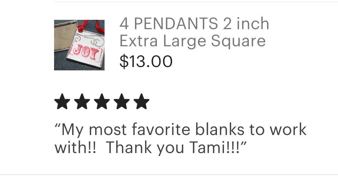 45mm Connector Extra Large Deep Square Blank Pendant - Perfect Pendants Plus