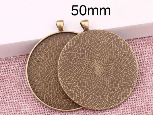 50mm Round Extra Large Pendant Base Trays 2 inch - Perfect Pendants Plus