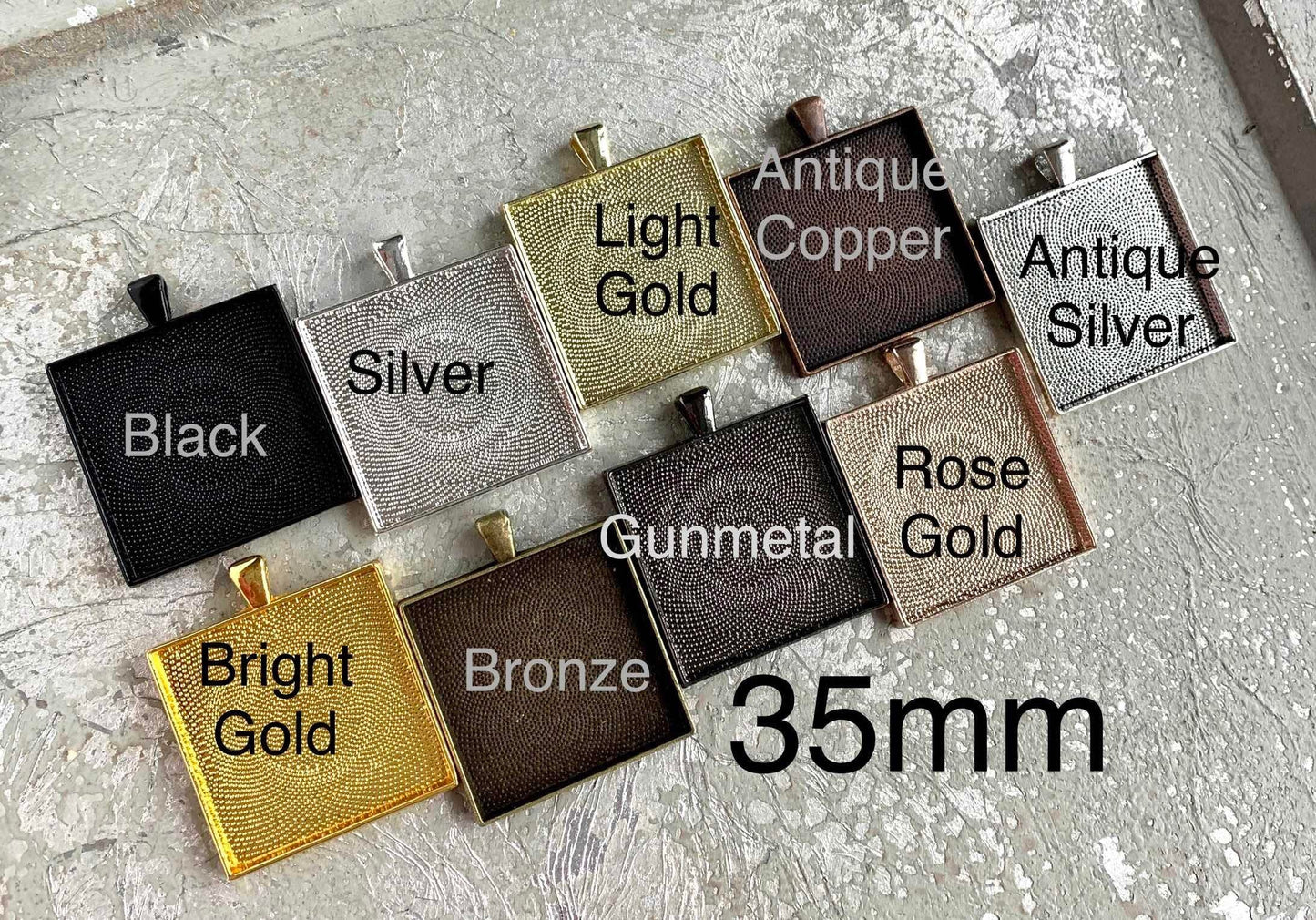 35mm Extra large Square Bezel Pendant Blanks - Perfect Pendants Plus