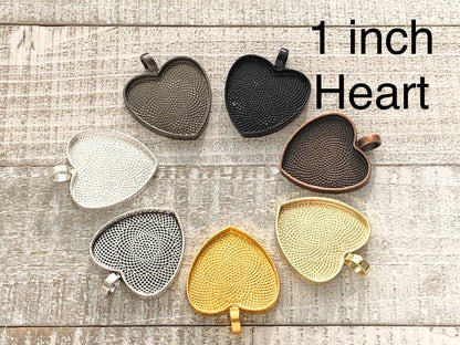 25mm Heart Shaped Pendant Charms