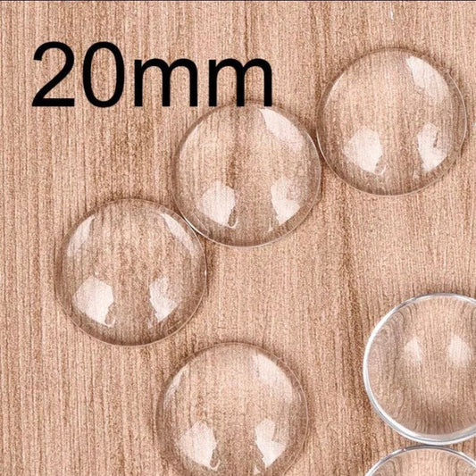 20mm Round Glass Clear Cabochons