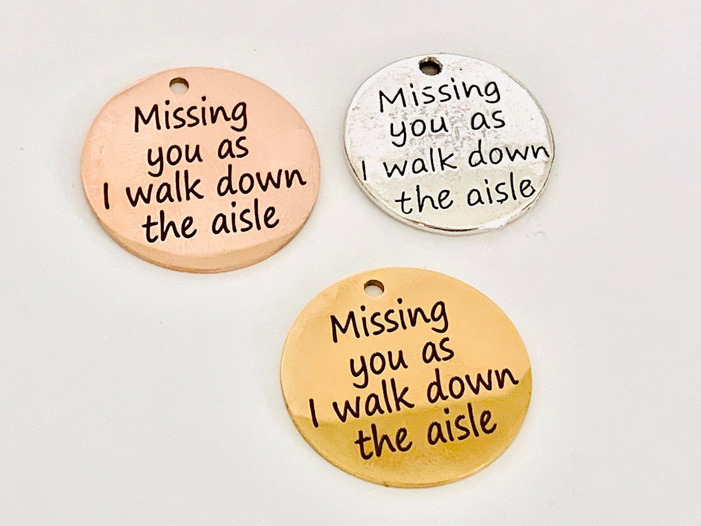 Missing You as I Walk Down the Aisle Memorial Charm - Perfect Pendants Plus