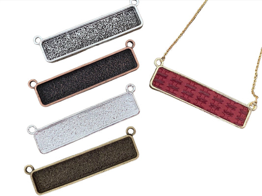6 - Connector Rectangle horizontal setting necklace - Photo Pendant base 50 mm x 10mm customizable blank Settings - LEAD FREE