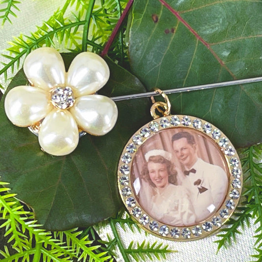 Wedding Photo charms Custom Made Gold Bouquet memory Charms for Family photos