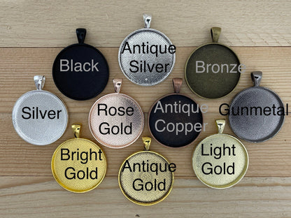 10 Round 30 mm Blank Pendant Trays mix and match your colors Antique bronze , copper, etc..Bezels Settings LEAD FREE (1.18 inch)