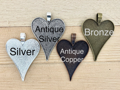 12 Heart Pendant Trays blank Sterling Silver Plated Bezels Settings Approx 35 x 48 mm Photos Charms LEAD FREE