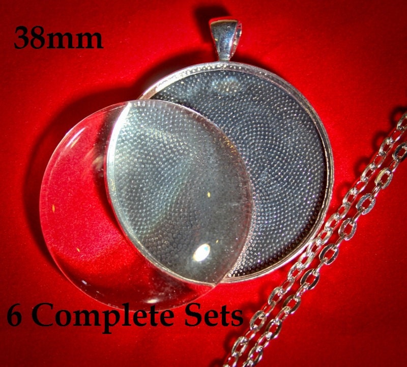 KITS 38mm Extra Large Round pendant, glass & necklaces