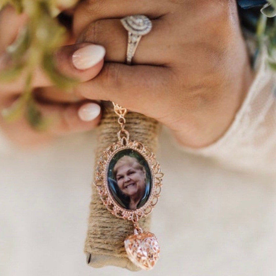CUSTOM MADE Wedding Bouquet photo charms to hang on your bridal bouquet for keepsake (includes everything you need ) Wedding Jewelry