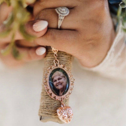CUSTOM MADE Wedding Bouquet photo charms to hang on your bridal bouquet for keepsake (includes everything you need ) Wedding Jewelry