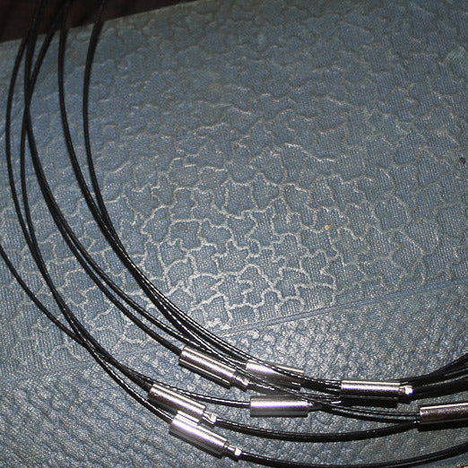 12- 18 Inch Black Steel Wire Necklace Choker with Screw Clasp - Perfect Pendants Plus