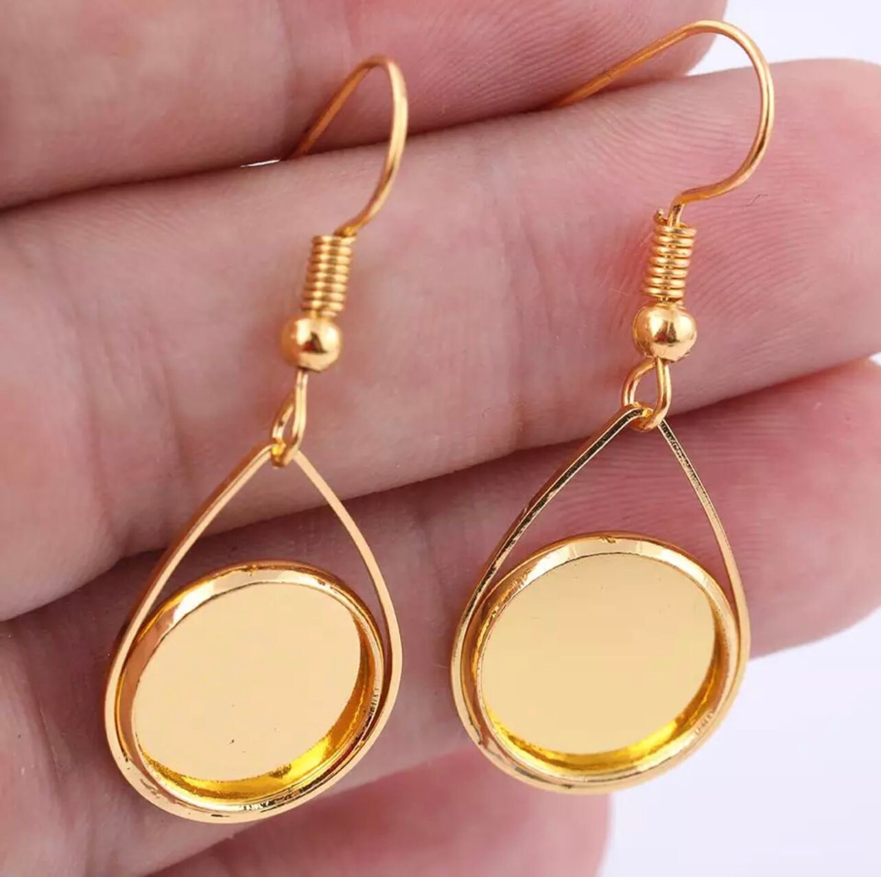 Earring Making Kits - Oval pendants, earring wires and matching glass Great Party Craft FREE shipping offer DIY jewelry