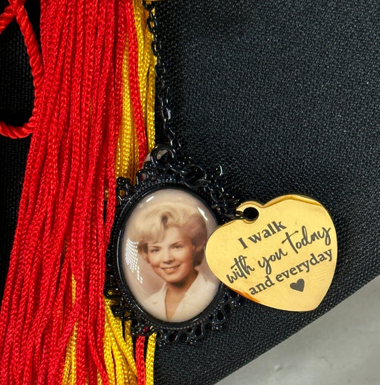 Graduation tassel photo charms with saying to honor a loved one