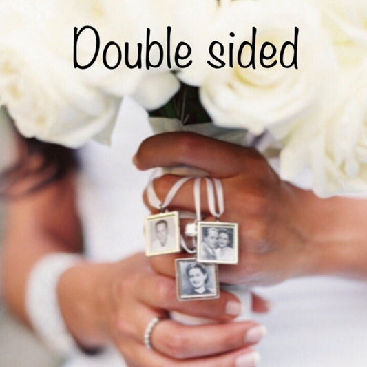 Double sided Wedding Photo charms Custom Made or DIY Bouquet memory Charms for Family photos (Includes everything you need)