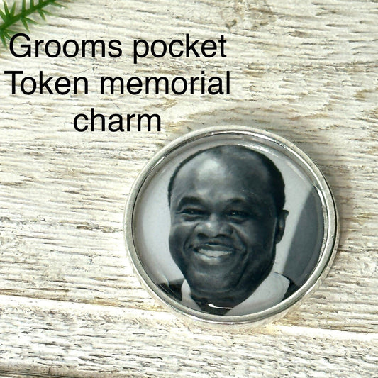 Groom pocket token photo in memory of for wedding day