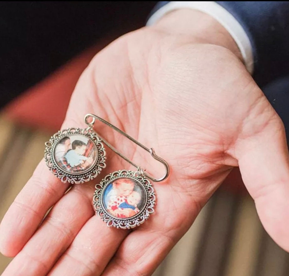 Personalized Round Lace Photo Charms for Groom - Perfect Pendants Plus