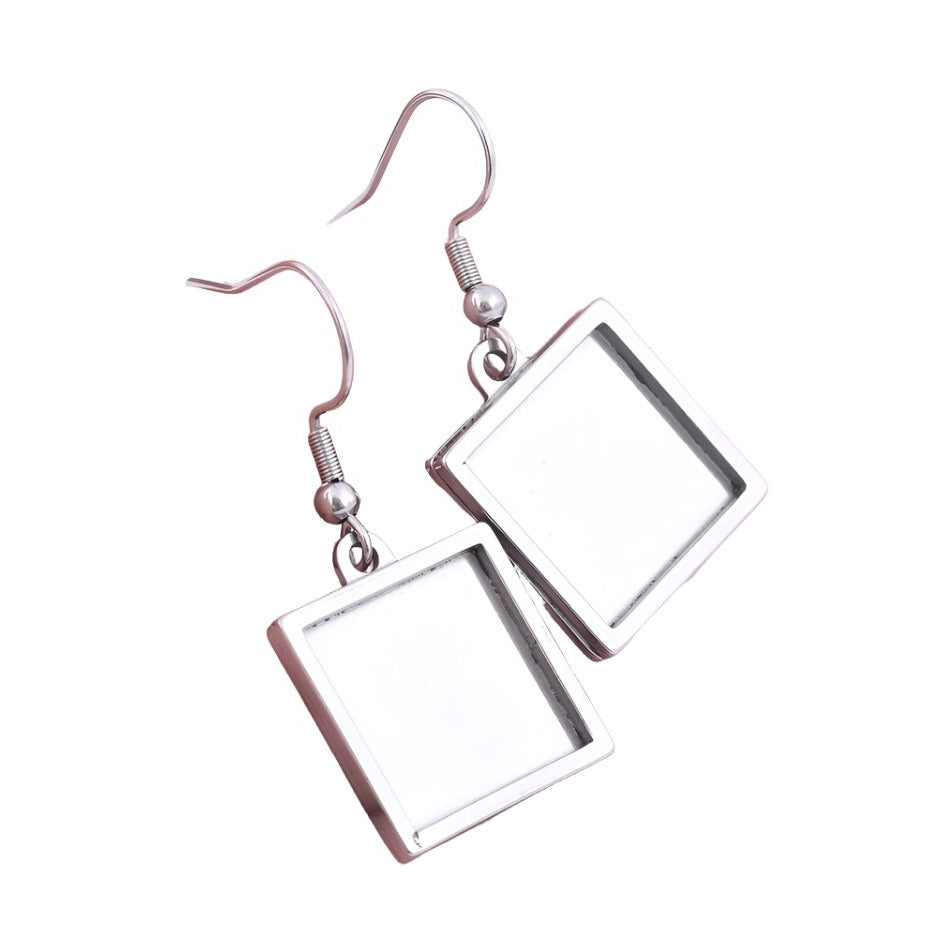 Earring Making Kit 15mm Square Stainless Steel - Perfect Pendants Plus
