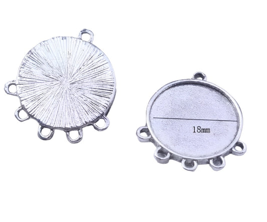 Round connector earring Bezels for chandler earrings Pendant Trays - customizable blank 18 mm - Lead and Nickel Free