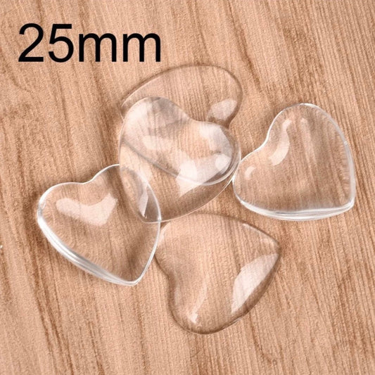 Heart Shaped clear Glass - 1 inch can be used with a bail as a pendant, magnet or in photo pendant setting wedding memory charm