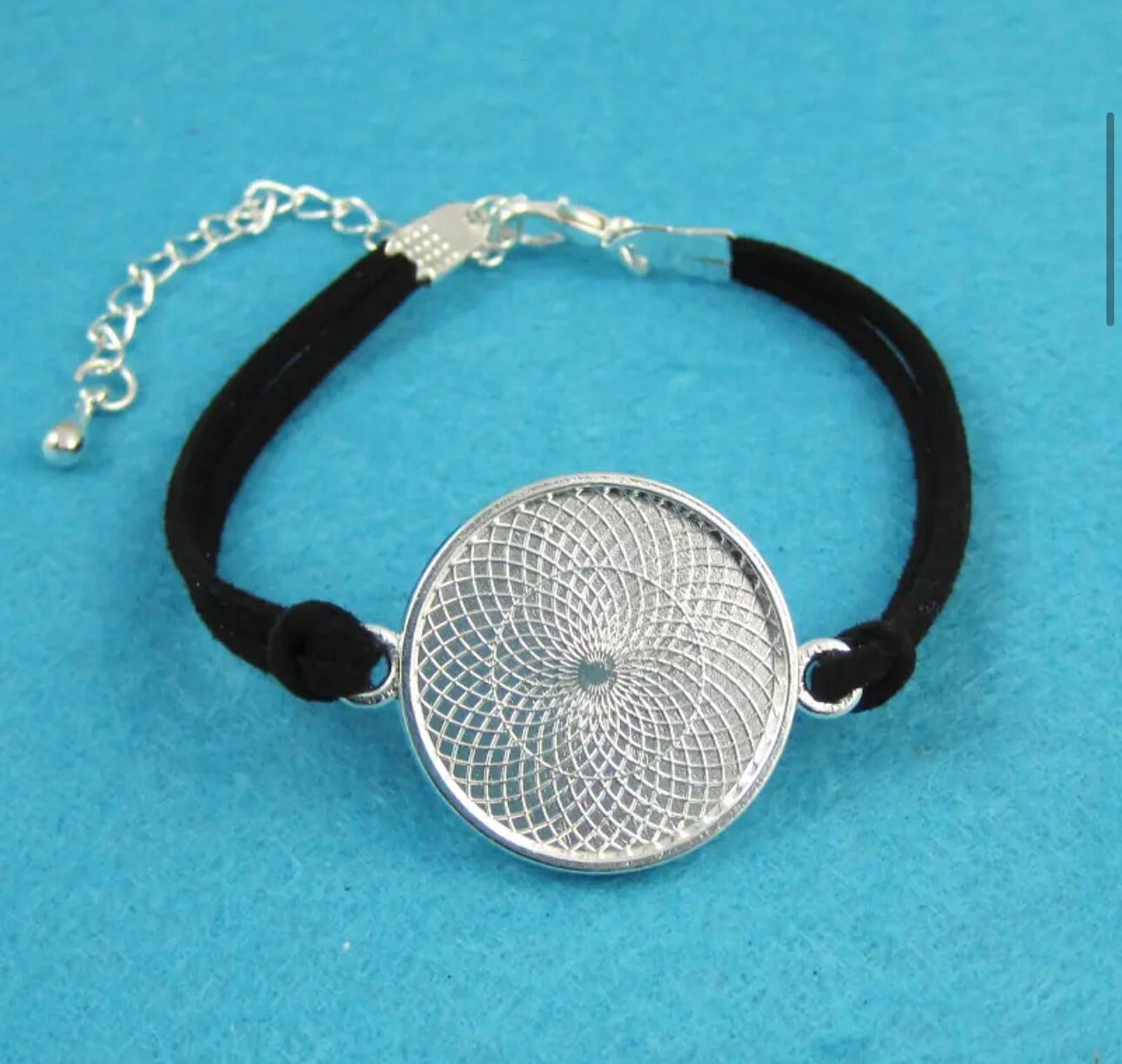 6 Leather Bracelets 25mm Round Base Includes Glass - Perfect Pendants Plus